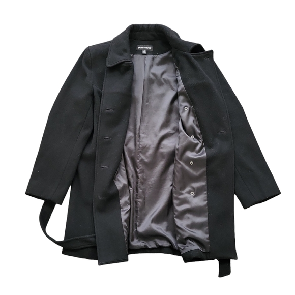 EUC 100% wool Donnybrook women's black double breast belted pea coat wrapcoat 10 - Picture 6 of 12